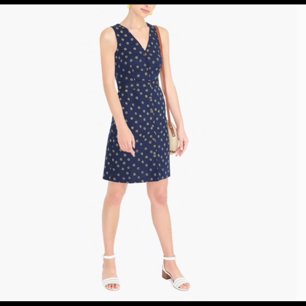 J. Crew V-neck button-front dress in cotton-linen